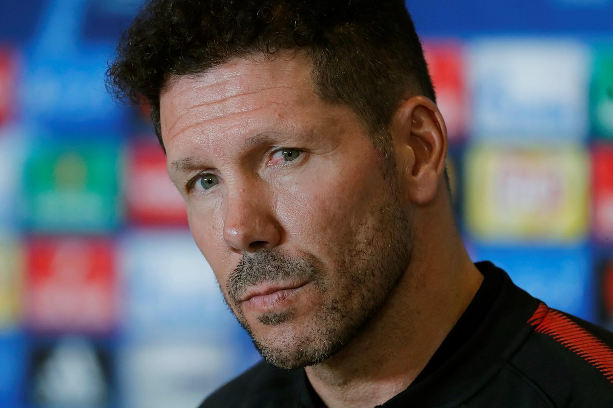Diego Simeone durante la conferencia de prensa previo al juego contra el Qarabaj. (Foto Prensa Libre: EFE)
