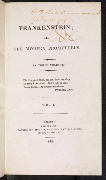 La obra original fue publicada en tres volúmenes, de autor anónimo y dedicado a William Godwin. (Foto Prensa Libre: Universidad de Oxford).