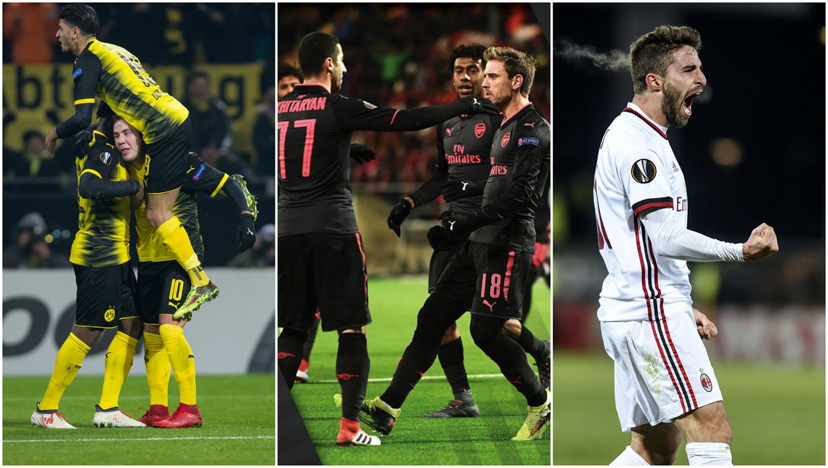 Los favoritos ganaron en la jornada de la Europa League. (Foto Prensa Libre: AFP, Arsenal y EFE)
