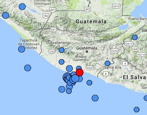 Esta es la ubicación del epicentro del temblor. (Fuente: Insivumeh)