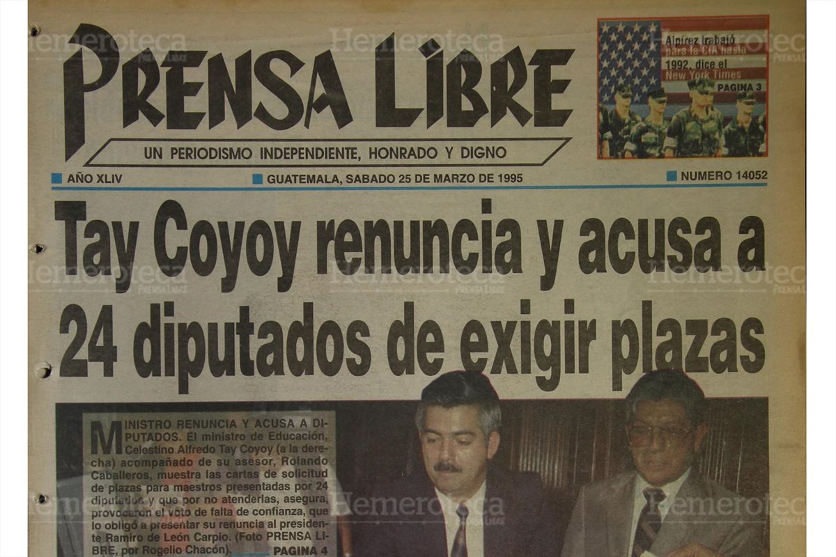 Titular de Prensa Libre del 25 de marzo de 1995. (Foto: Hemeroteca PL)