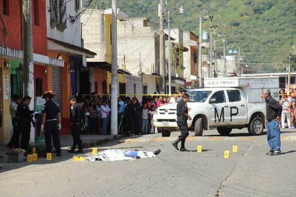 Escena del crimen, en Jocotenango, Sacatepéquez.