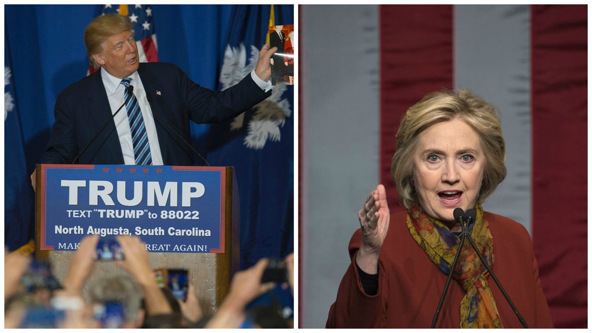 Trump (i) y Clinton (d), lideran los sondeos en sus partidos. (Foto Prensa Libre: Agencias).