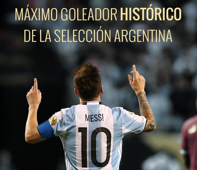 Messi hace historia con la selección 'Albiceleste'. (Foto Prensa Libre: Twitter Argentina)