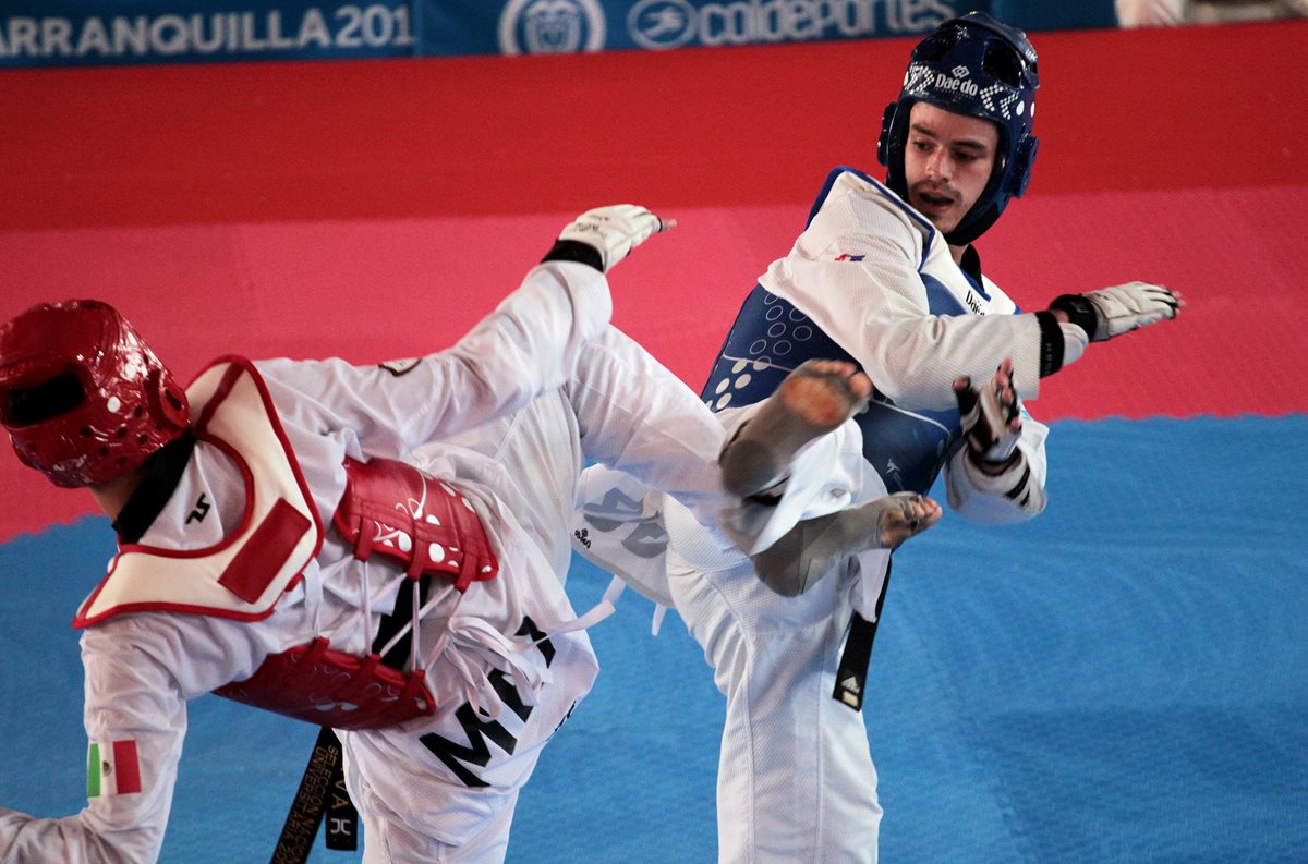 Andrés Zelaya peleó por la medalla de oro de -68 kg en la rama masculina del taekwondo en Barranquilla 2018. (Foto Prensa Libre: COG)