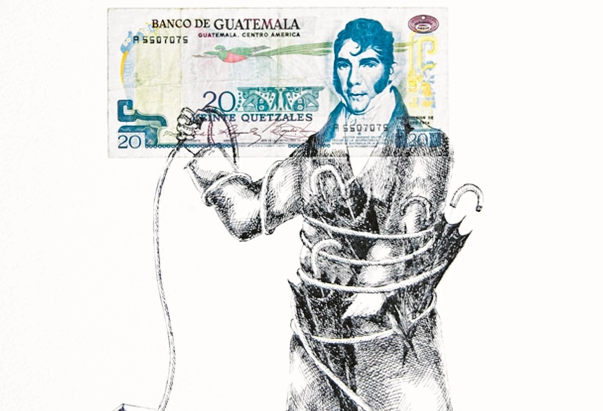 Cada una de las piezas representa el poder a través del dinero. (Foto Prensa Libre: Cortesía Fernando Valdiviezo)