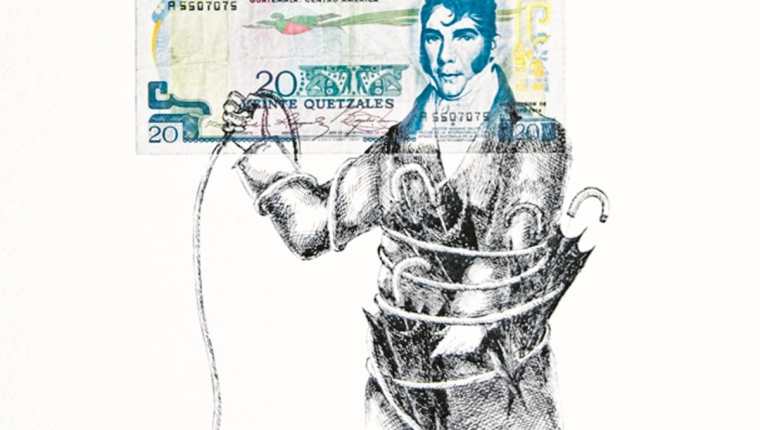 Cada una de las piezas representa el poder a través del dinero. (Foto Prensa Libre: Cortesía Fernando Valdiviezo)