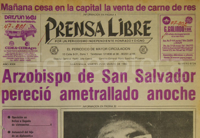 Titular de Prensa Libre del 25 de marzo de 1980. (Foto: Hemeroteca PL)