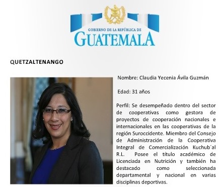 Claudia Yesenia Ávila Guzmán fue electa como gobernadora de Quetzaltenango. (Foto Prensa Libre)