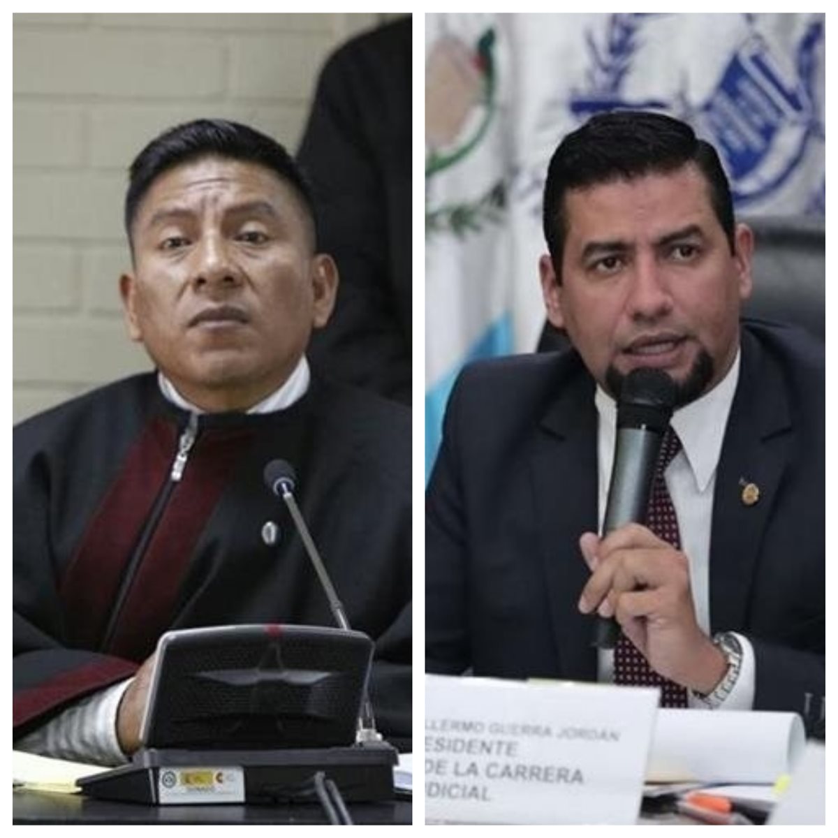 Pablo Xitumul de Paz -izquierda-, presidente del Tribunal de Mayor Riesgo C, y Carlos Guerra, presidente del Consejo de la Carrera Judicial. (Foto Prensa Libre: Hemeroteca PL)
