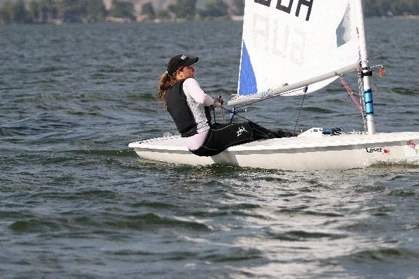 Andrea Aldana terminó en el tercer lugar de Láser radial. (Foto Prensa Libre: Jesús Cuque)