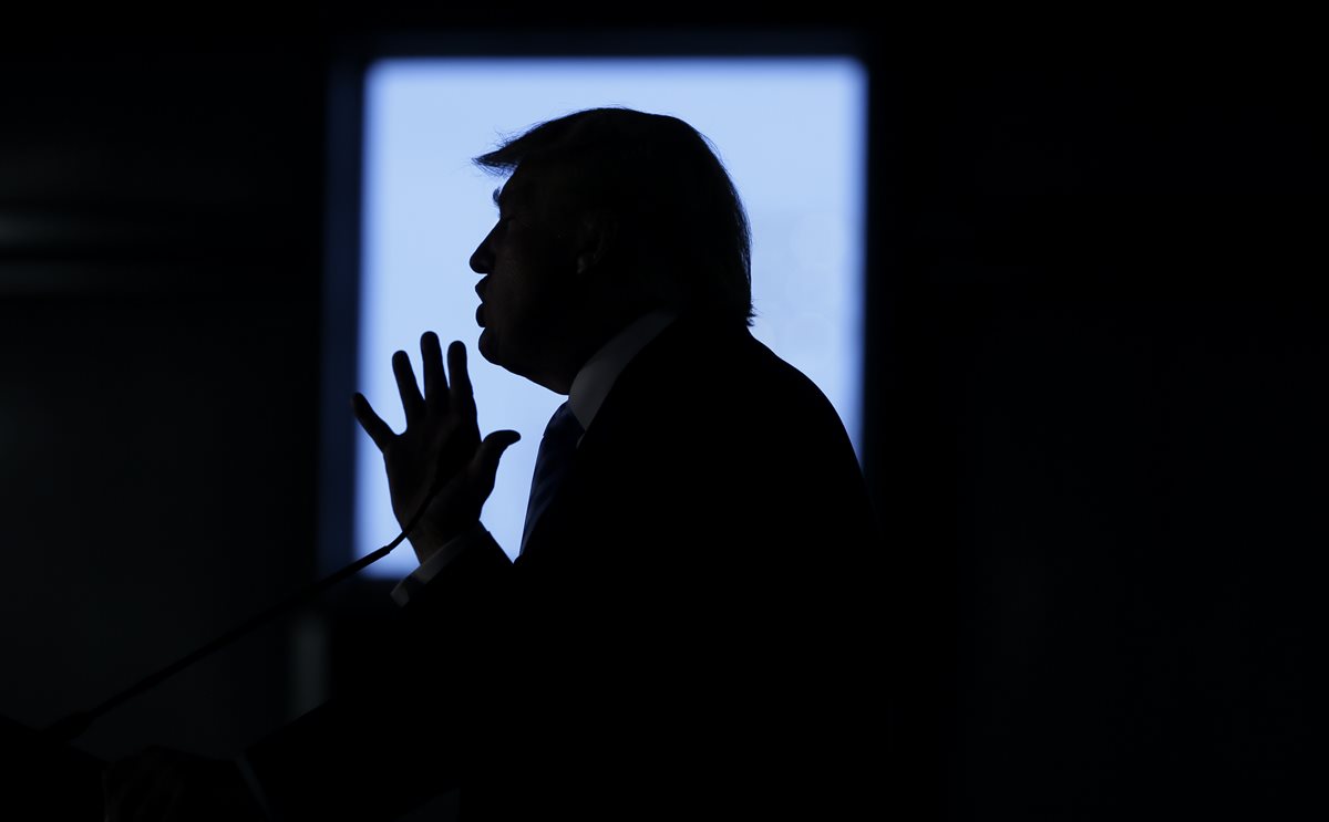El precandidato republicano Donald Trump, durante un discurso en Iowa. (Foto Prensa Libre: AP).