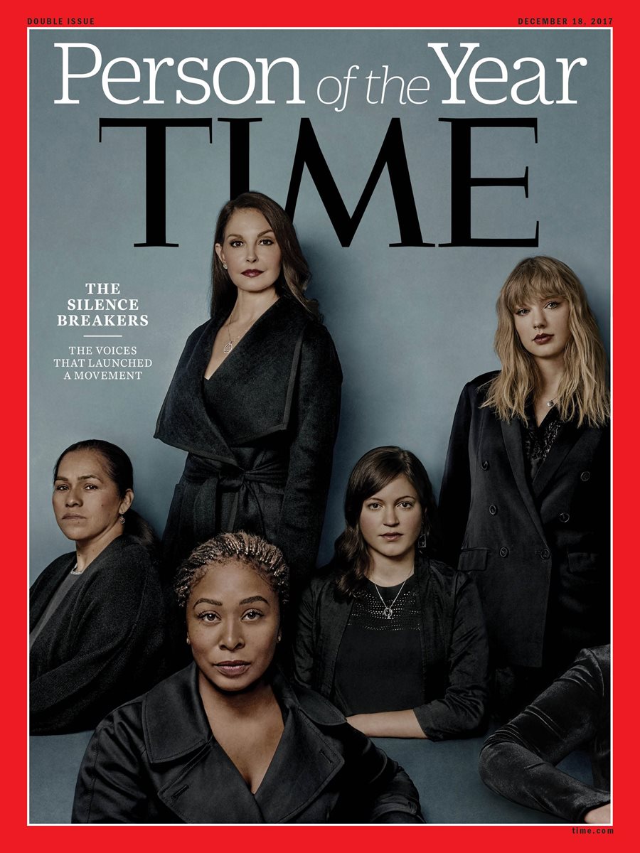 La portada de Time con imagen de los famosos que denunciaron acoso. (Foto Prensa Libre: EFE)