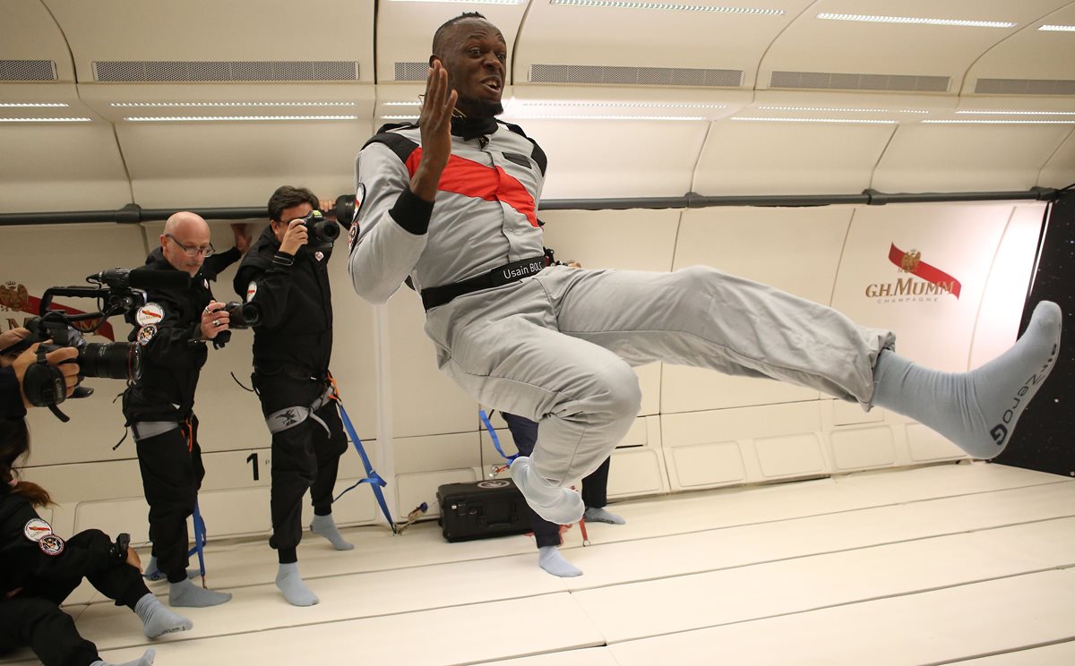 Usain Bolt vivió una grata experiencia sin gravedad. (Foto Prensa Libre: AFP)