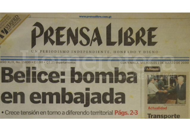 2000: atentado a embajada guatemalteca en Belice causa tensión