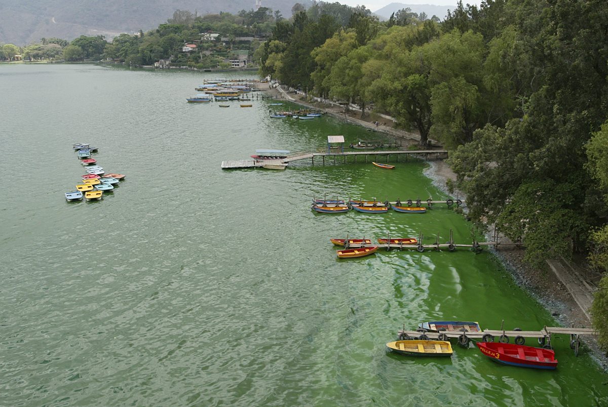 La polémica por el contenido vertido en el Lago de Amatitlán continúa, ahora con una solicitud de embargo. (Foto Prensa Libre: Hemeroteca)