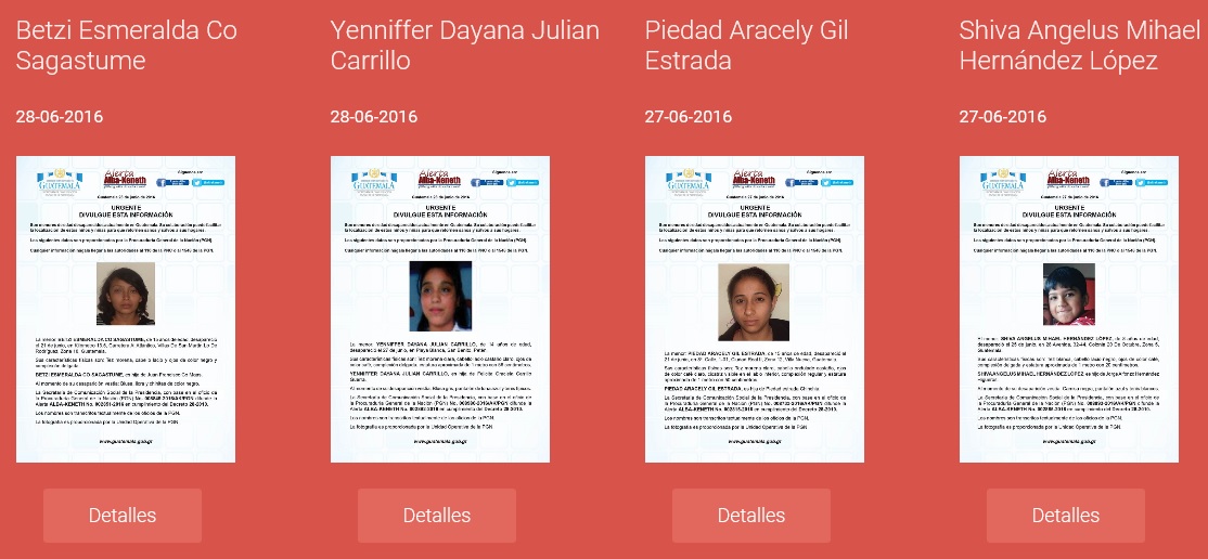 Varias instituciones divulgan a través de medios electrónicos boletines con datos básicos y la fotografía de los menores desaparecidos. (Foto Prensa Libre: Sistema Alba-Keneth)