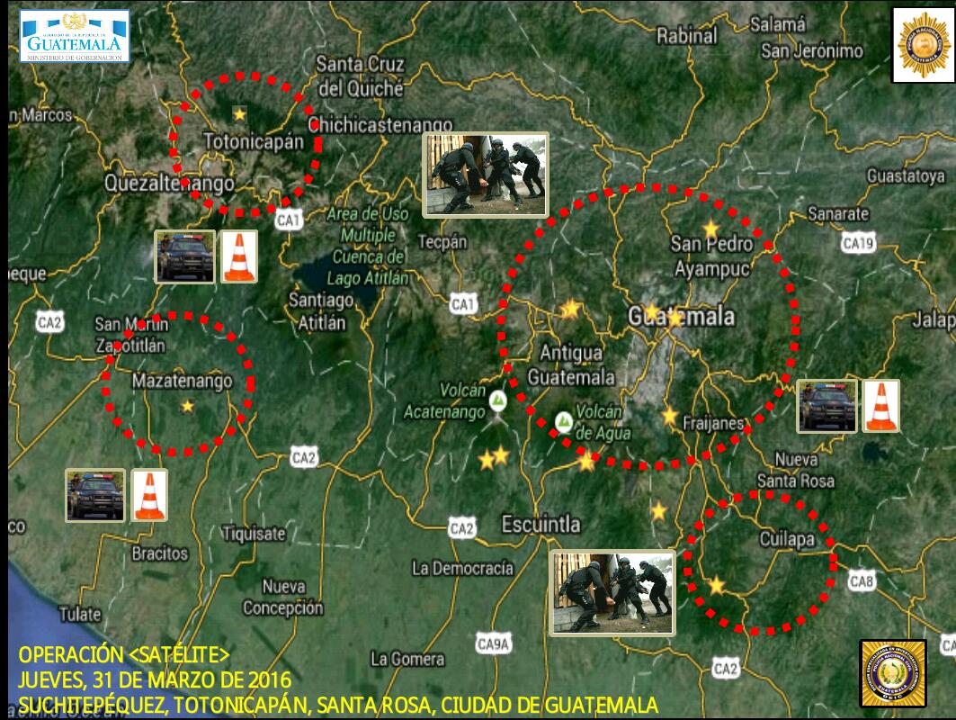 La operación Satélite busca desarticular una banda dedicada a la extorsión de transportistas. (Foto Prensa Libre: PNC)