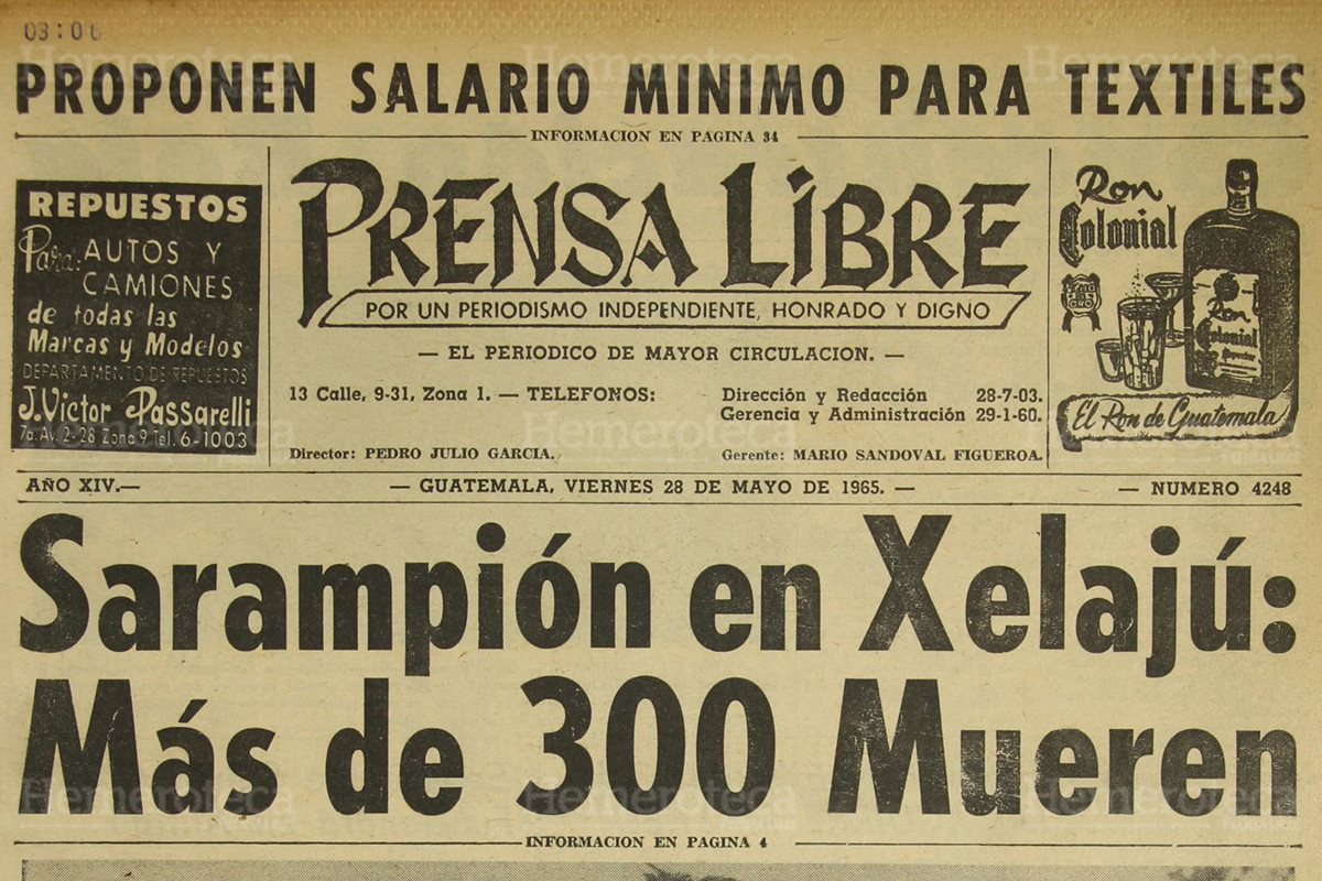 Portada de Prensa Libre del 28/05/1965. (Foto: Hemeroteca PL)