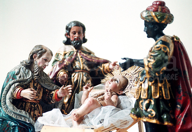 Misterio barroco de los Reyes Magos con el Niño Dios del Templo de la Merced de Guatemala. (Foto: Hemeroteca PL)