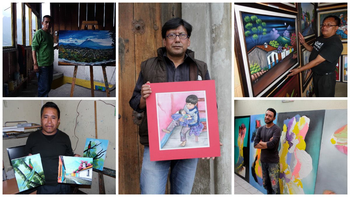 El talento pictórico se nota en el trabajo de los artistas de la provincia. (Foto Prensa Libre: Ángel Julajuj)