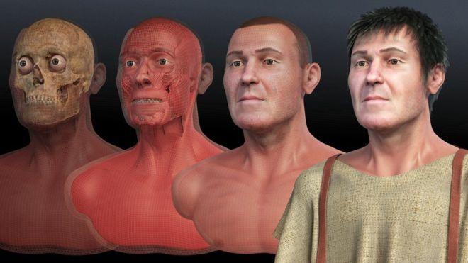 Fases de la reconstrucción facial de San Valentín, un trabajo desarrollado por un equipo multidisciplinar (Imagen: Cícero Moraes)
