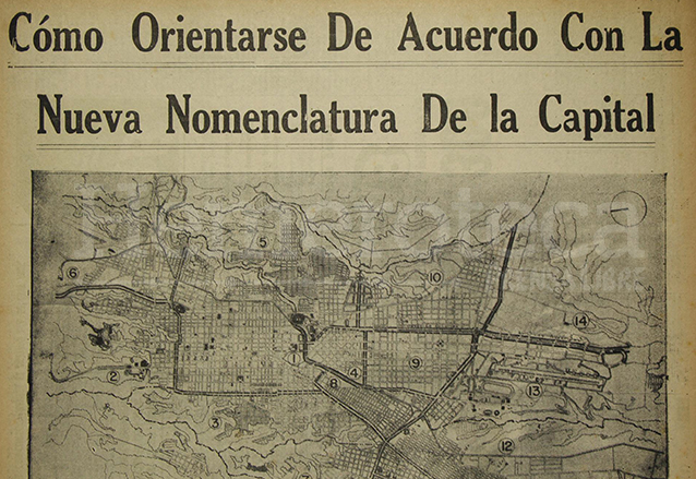Entra en vigencia nueva nomenclatura para la capital en 1954
