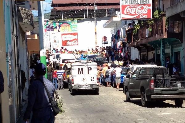 Escena del crimen contra el dirigente deportivo  JoséÁngel Barrios, en Malacatán, San Marcos.