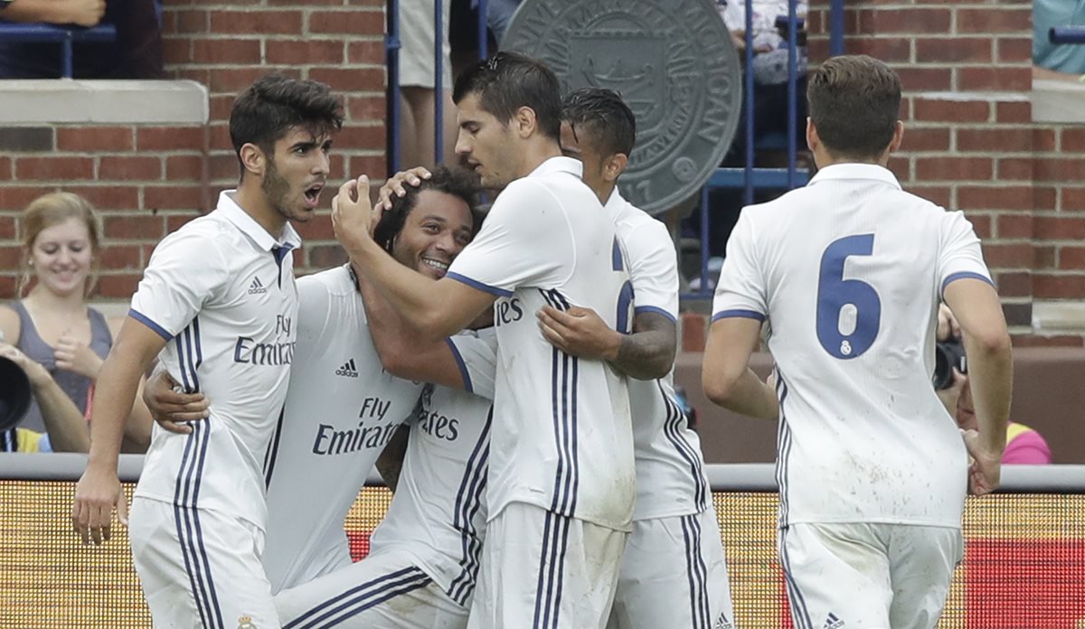 Marcelo anotó doblete en el triunfo del Madrid este sábado en Estados Unidos. (Foto Prensa Libre: AP)