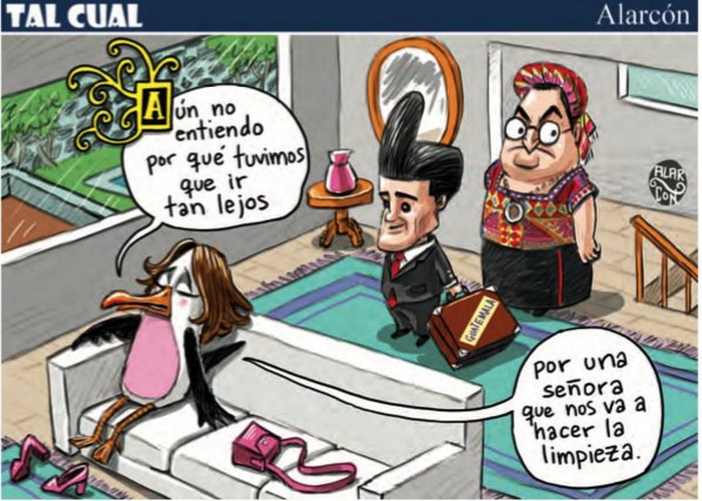 Caricatura del medio Heraldo considerada como un mensaje discriminatorio por Relaciones Exteriores. (Foto Prensa Libre: Cancillería)