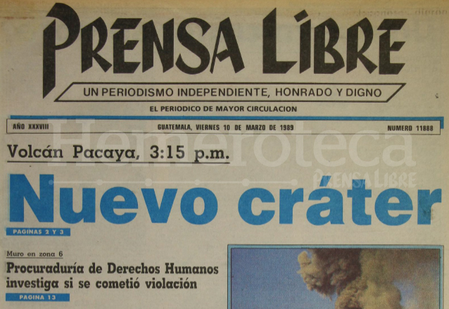 Titular de Prensa Libre del 10 de marzo de 1989. (Foto: Hemeroteca PL)