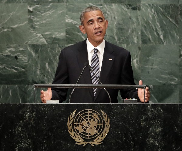 Barack Obama, (c) se dirige a los asistentes a la Asamblea General de Naciones Unidas. (Foto Prensa Libre: EFE)