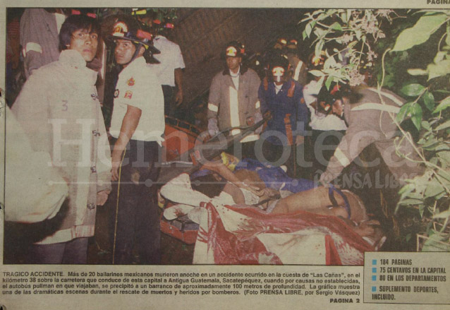 Detalle de la Portada de Prensa Libre del 19 de julio de 1992 informando sobre el accidente en Las Cañas. (Foto: Hemeroteca PL)