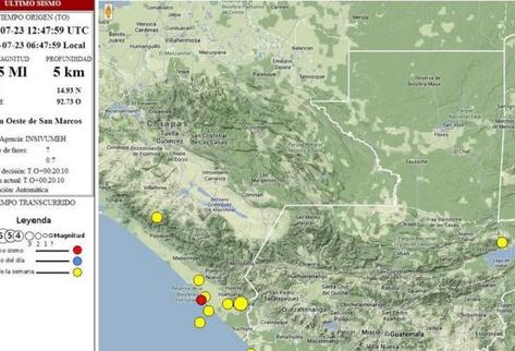 El sismo tuvo epicentro a 88 kilómetros de San Marcos. (Foto Prensa Libre: Conred)