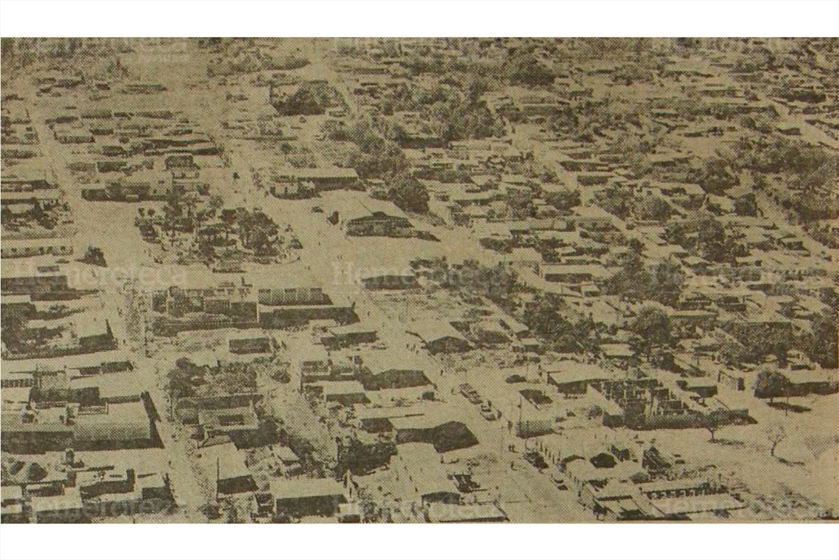 Vista aérea de San Juan Sacatepéquez, Guatemala, en febrero de 1977. (Foto: Hemeroteca PL)