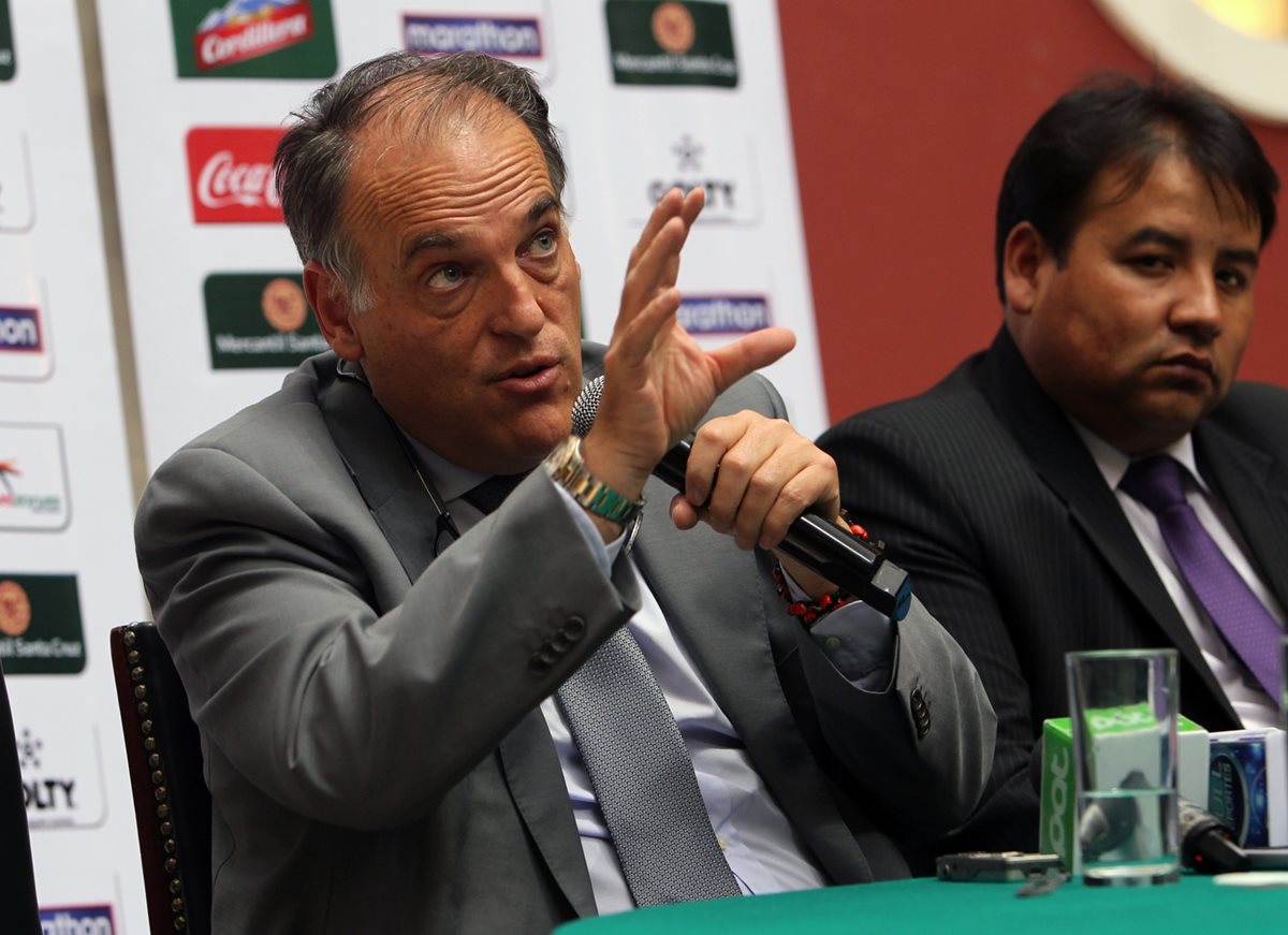 Javier Tebas también ofreció ayuda a la Federación Boliviana de Futbol cooperación para aplicar en Bolivia el mismo plan de control de las finanzas de los clubes que se aplicó en el país europeo. (Foto Prensa Libre: EFE)