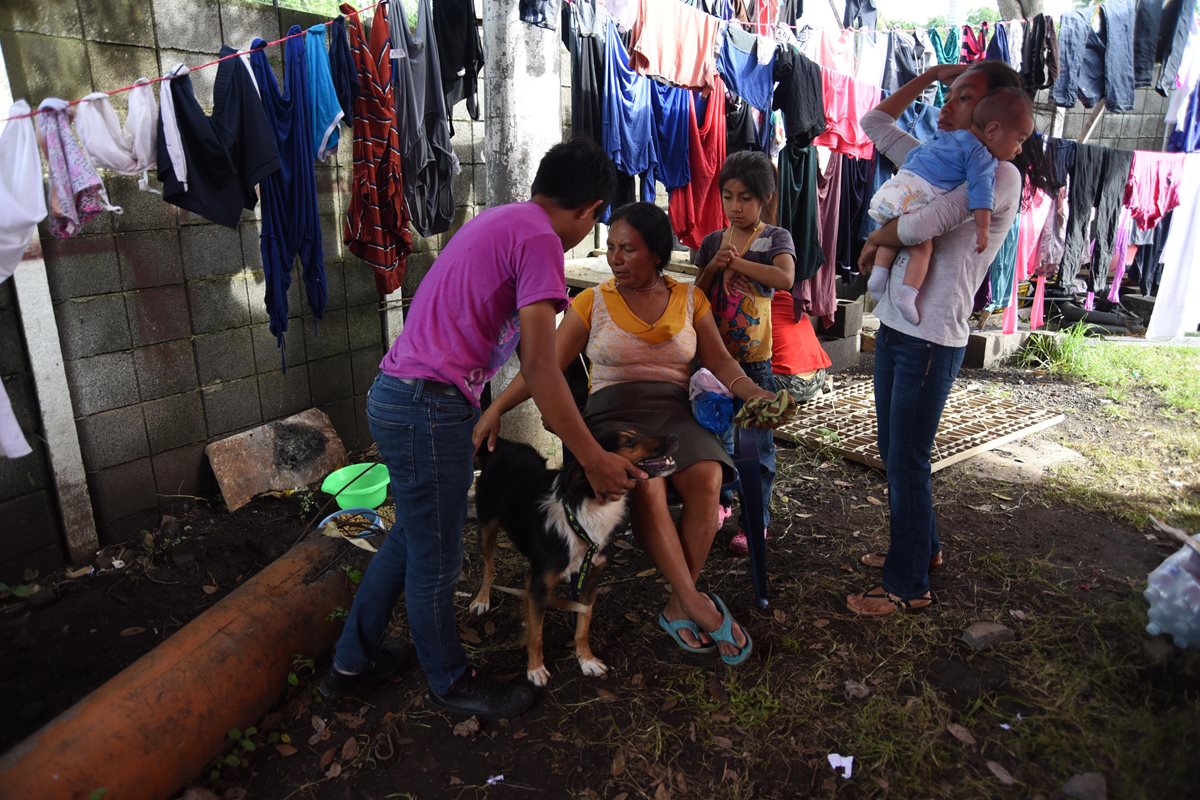 Los residentes de varias comunidades permanecen en un refugio temporal en Escuintla, la mayoría de ellos quedaron desempleados luego de la tragedia del Volcán de Fuego. (Foto Prensa Libre: AFP)