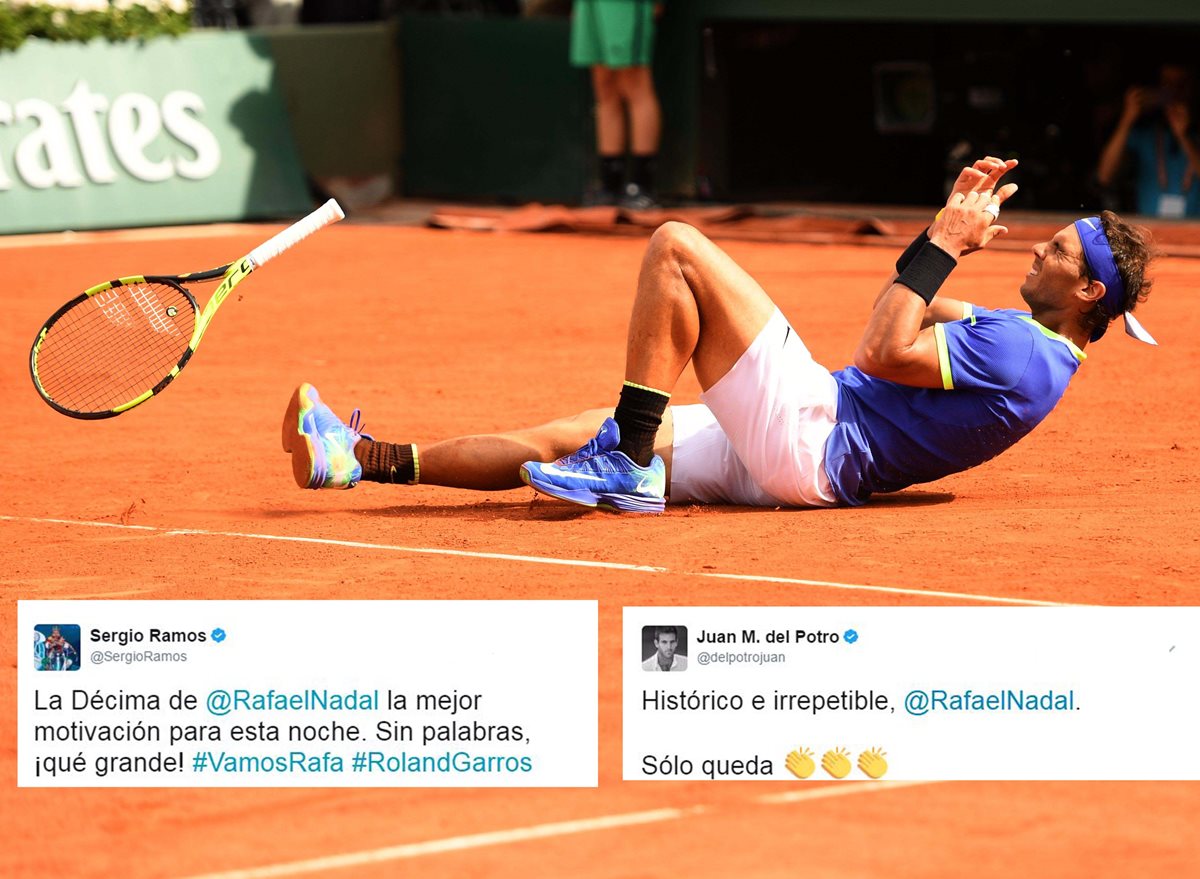 Los deportistas enviaron sus mensajes de felicitación a Nadal por medio de las redes sociales. (Foto Prensa Libre: EFE)