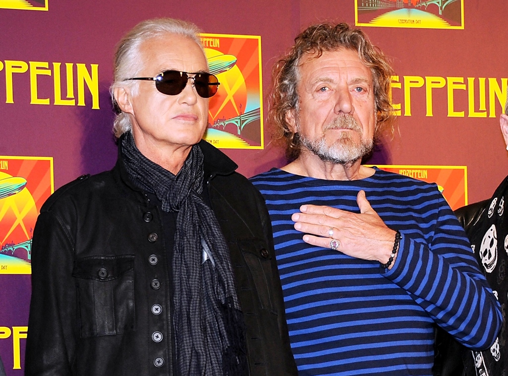 Jimmy Page y Robert Plant durante una conferencia de prensa en Nueva York. (Foto Prensa Libre: AP)