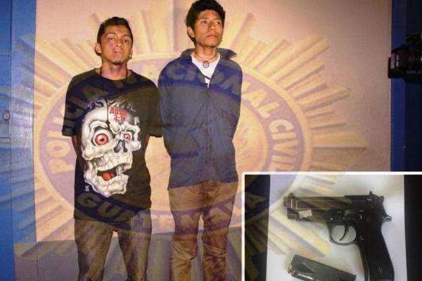 Dos jóvenes fueron capturados por la PNC, sindicados de homicidio, pertenecen a la Mara 18. Foto: PNC<br _mce_bogus="1"/>