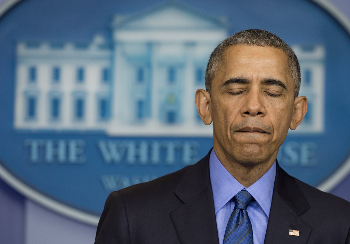 <em>El presidente de Estados Unidos, Barack Obama, durante la conferencia de prensa en la que expresó su tristeza por el caso Charleston. (Foto Prensa Libre: AFP).</em>
