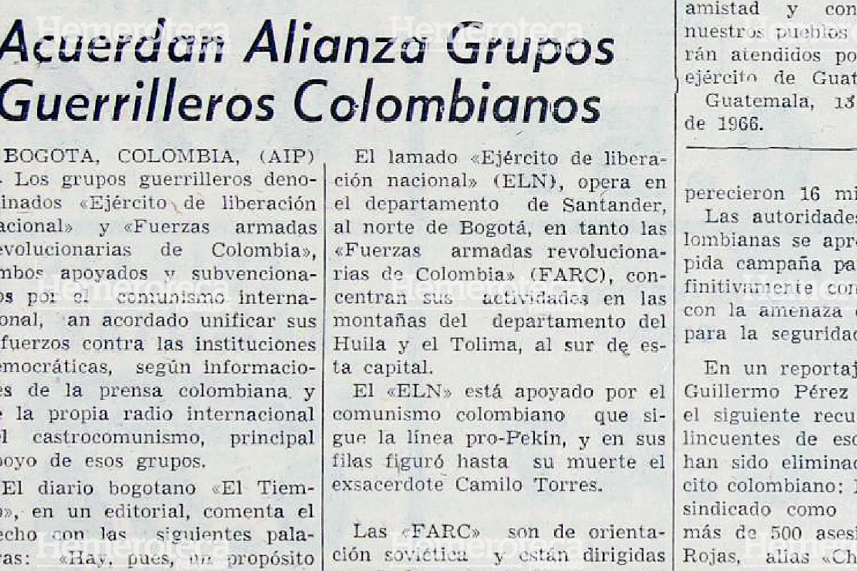 1966: Unificación de las guerrillas colombianas