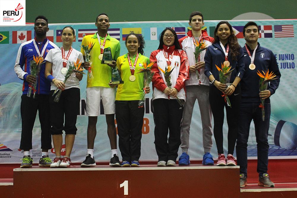Nikté Sotomayor y Aníbal Marroquín lograron conquistar el bronce en la modalidad de dobles mixtos. (Foto Prensa Libre: Cortesía Torneo Internacional de Perú)