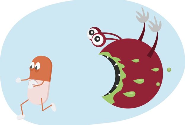 Ilustración de superbacteria.Derechos de autor de la imagenGETTY IMAGESImage captionHay un creciente número de superbacterias, o infecciones resistentes a las drogas, que no pueden ser tratadas por los antibióticos actuales.  GETTY IMAGES