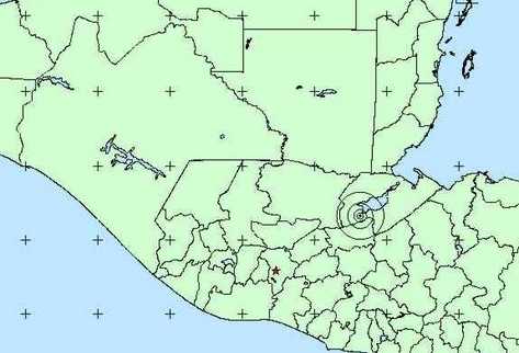 Ubicación del epicentro del sismo según el Insivumeh.