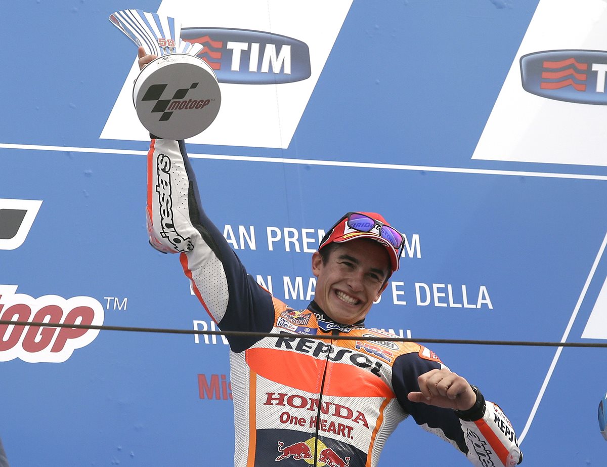 Marc Márquez dio una cátedra en el GP de San Marino. (Foto Prensa Libre: AP)
