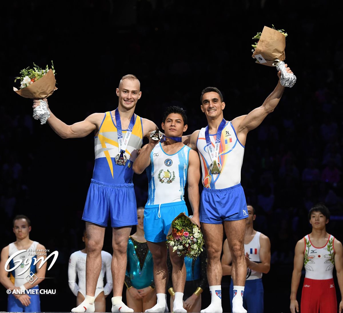 Jorge Vega, gimnasta guatemalteco, gana la medalla de oro en la final de piso de la Copa del Mundo de Gimnasia. (Foto Prensa Libre: cortesía Fédération Française de Gymnastique)