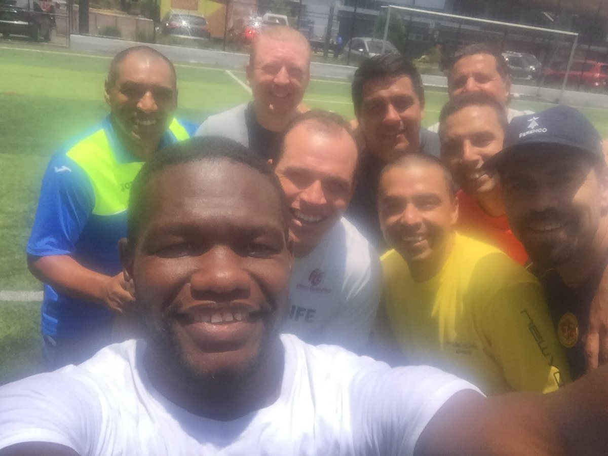 Milton Núñez, Juan Carlos Plata, Jorge Rodas, Martín Machón, Édgar Estrada y Claudio Albizuris son parte del equipo de las Leyendas de Guatemala. (Foto Prensa Libre: tomado de redes)