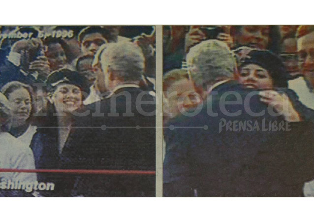 En las fotos Bill Clinton saluda cariñosamente a Mónica Lewinsky, fueron reveladas días después del escándalo. (Foto: Hemeroteca PL)