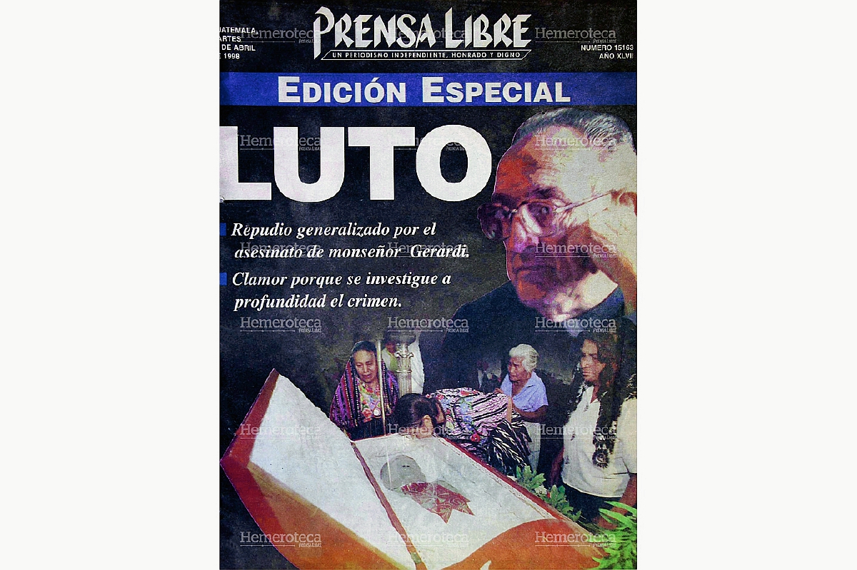 Portada de la edición especial de Prensa Libre del 28/4/98 por el asesinato de monseñor Gerardi. Foto: Hemeroteca PL